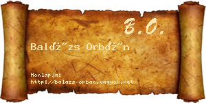 Balázs Orbán névjegykártya
